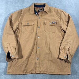 Dickies Mens XL Brown Insulated Canvas Work Coat Flannel‎ Lined Jacket